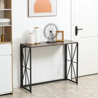 HOMCOM Tavolo Consolle da Ingresso Stile Industriale Pieghevole in Legno e Metallo, 100x38x80cm, Marrone(m-2)