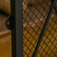 HOMCOM Grille de protection pour cheminée 120 x 79 cm - pare-feu pour cheminée ou poêle - pare-étincelles - barrière de sécurité - 3 volets pliables et porte - métal noir(m-9)