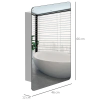 HOMCOM Armoire miroir rangement salle de bain porte coulissante  acier inox. Argent dim. 46L x 12l x H66cm(m-3)