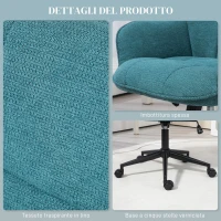 HOMCOM Sedia da Ufficio Girevole ad Altezza Regolabile, in Tessuto Effetto Lino e Acciaio, 63x66x86-96 cm, Verde Scuro(m-5)
