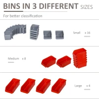 DURHAND 44 Piece Wall Mounted Tool Rack Organiser Storage Bins and Panel Set with Shelf Hook Screws Accessories Red(m-6)