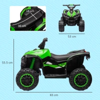 HOMCOM 12V Ride-On Quad Bike, with Music, Horn, LED Lights, for Ages 3-5 Years, Green(m-3)