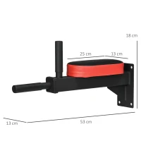 HOMCOM 2 barres de traction à dips et abdominaux rembourrée fixation murale charge maximale 100 kg 53 x 13 x 18 cm noir rouge(m-3)