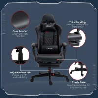 Vinsetto Computer Gaming Chair with Footrest, Video Gaming Chair for Adults with 130° Reclining Back, Desk Chair with Lumbar Support and Adjustable Height, Black Red(m-7)