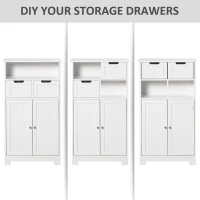 kleankin Bathroom Cabinet, Free Standing Bathroom Storage Cabinet with 2 Drawers and Adjustable Shelf, Small Bathroom Storage Unit, White(m-6)