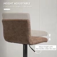 HOMCOM Adjustable Barstools Set of 2, Swivel Counter Bar Chairs, Bar Stools with Footrest, PU Leather, Gas Lift, Brown(m-5)