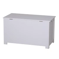 HOMCOM Coffre de rangement avec charnières de sécurité boîte de rangement en bois coffre à jouets avec couvercle rabattable 81L x 40l x 46H cm blanc(m-11)