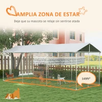 PawHut Jaula de Exterior para Perros Parque para Perros con Marco de Acero Toldo Impermeable y Anti-UV 600x230x230 cm Plata(m-5)