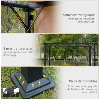 Outsunny Pergola rétractable 3L x 3l x 2H m structure métal époxy anticorrosion noir double toile polyester haute densité beige(m-6)