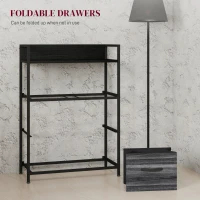 HOMCOM Rustic Chest of Four Fabric Drawers - Black(m-6)