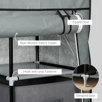 HOMCOM Fabric Wardrobe, Portable Wardrobe, Clothes Storage Unit with 5 Compartments, Hanging Rail and 2 Fabric Drawers, 102 x 42.5 x 162.5cm, Dark Grey(m-5)