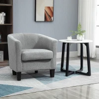 HOMCOM Butaca de Salón Tapizada en Lino Sintético Sillón Relax Moderno con Reposabrazos Respaldo Acolchados y Cojín Grueso para Dormitorio 75x72x74 cm Gris(m-2)