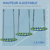 Outsunny Balançoire nid d'oiseau ronde hauteur réglable à suspendre enfant adulte jardin capacité de charge 150 kg Ø 100 cm bleu(m-4)