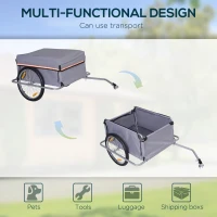 HOMCOM Carrello per Bici Rimorchio per Bicicletta in Acciaio, 140 × 88 × 60cm(m-5)