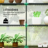 Outsunny Serre de jardin 3 m² avec étagères 3 niveaux, PE renforcée 135 g/m² anti-UV, porte enroulable et fenêtres en maille(m-4)