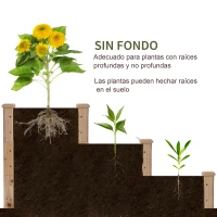 Outsunny Jardinera Exterior Grande de Madera de 3 Niveles con Diseño de Escalera 120x120x56 cm Natural(m-4)