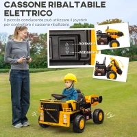 AIYAPLAY Camion per Bambini 3-5 Anni con Motore 12V, Macchina Elettrica per Bambini con Musica e Fari, Giallo(m-4)