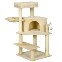PawHut Sisal 100cm Cat Tree Tower with Sisal Scratching Post Cream White(m-11)