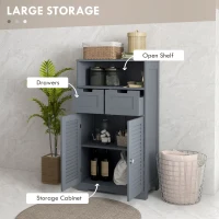 kleankin Three-Part Bathroom Storage Unit, with Shelf, Drawers & Cupboard - Grey(m-4)
