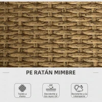 Outsunny Conjunto de Jardín de Ratán Sintético con 1 Sofá con Chaise Longue y 1 Mesa de Centro Natural y Crema(m-4)