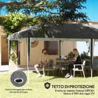 Outsunny Gazebo 3x6 m per 12-18 Persone ad Altezza Regolabile con Fori di Drenaggio, in Metallo e Tessuto Oxford Grigio(m-6)