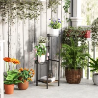 Outsunny Suporte para Plantas de 4 Níveis Suporte de Aço pata Plantas de Interior e Exterior 25x25x80 cm Preto(m-8)