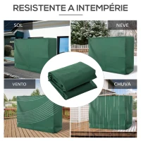 Outsunny Capa para Baloiço de Jardim Capa de Proteção para Baloiço com Cordas Ajustáveis Impermeável Anti UV 240x133x185 cm Verde(m-4)