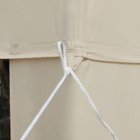 Outsunny Pérgola de Jardim 297x297x268 cm com Redes Mosquiteiras Laterais com Fecho de Correr Teto de Ventilação e 8 Orifícios de Drenagem Bege(m-8)