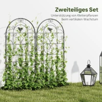 Outsunny Klimrek Metaal 2-delig Set Steekbaar Roestvrij Klimhulp met Vogelontwerp voor Klimplanten 50x120 cm Zwart(m-4)