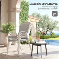 Outsunny Conjunto de 4 Cadeiras de Jardim Empilháveis Cadeiras de Jardim com Tecido Respirável Estrutura de Aço 54x71x93 cm Cinza(m-4)