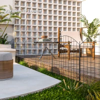 Outsunny Clôture de jardin en métal clôture décorative lot de 6 pour légumes bordure de chemin 460 x 97 cm noir(m-6)