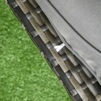 Outsunny Conjunto Móveis de Jardim 6 Peças em Vime Sintético com Sofá de 3 Lugares 2 Poltronas Bancos e Mesa de Centro Cinza(m-9)