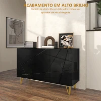 HOMCOM Aparador para Sala Aparador de Entrada com 3 Portas e Prateleiras Ajustáveis para Cozinha Sala 120x40x75 cm Preto(m-5)