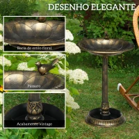 Outsunny Banheira para Pássaros de Jardim Altura 72 cm com 2 Níveis Desenho Elegante Banheira para Aves para Exterior Ø50x72 cm Bronze(m-5)