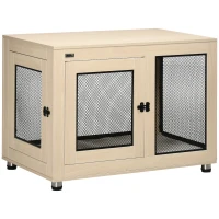 PawHut Gaiola para Cães de Madeira Mesa de Centro l com 2 Portas com Fechadura Almofada de Tecido Oxford 94x60x71,5 cm Madeira(m-1)