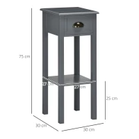HOMCOM Mesa de Apoio com Gaveta e Prateleira de Armazenamento Estilo Moderno 30x30x75cm Branco(m-3)