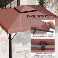 Outsunny Toldo de Substituição para Pérgola 300x300 cm com Duplo Teto e 8 Orifícios de Drenagem Marrom(m-6)