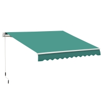 Outsunny Toldo Manual Retrátil com Manivela 295x245 cm Toldo Enrolável para Janela Portas Balcão Terraço Exterior Verde
