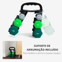 SPORTNOW Conjunto de Halteres 2 x 1kg 2 x 3kg e 2 x 5kg Halteres Hexagonais com Suporte de Armazenamento para Treino Multicor(m-5)