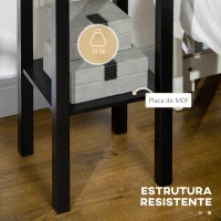 HOMCOM Mesa de Apoio com Gaveta e Prateleira de Armazenamento Estilo Moderno 30x30x75 cm Preto(m-5)