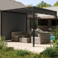 Outsunny 3 X 3 Meters Pergola with Sliding Roof, Garden Gazebo with Adjustable Sun Shade Canopy and Steel Frame, Charcoal Grey(m-7)