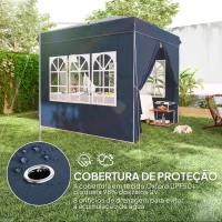 Outsunny Tenda Dobrável Pop-Up 248x248x270 cm com 4 Paredes Laterais Anti-UV Altura Ajustável e Bolsa de Transporte Azul Escuro(m-6)