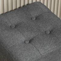 HOMCOM Apoio para os Pés Sala de Estar Banco Estofado em Linho com Bolso Lateral Tampa com Botões  35x35x35 cm Cinzento(m-9)
