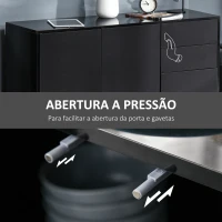 HOMCOM Aparador de Sala de Estar com 3 Portas 2 Gavetas e Prateleira Interior Ajustável Móvel Auxiliar de Armazenamento para Cozinha Dormitório Anti-Rolamento 117x36x74 cm Preto(m-6)