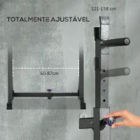 SPORTNOW Suporte para Barras de Pesos com Largura e Altura Ajustáveis Suporte de Musculação com Estrutura de Aço 60-87x65x121-158 cm Preto(m-5)