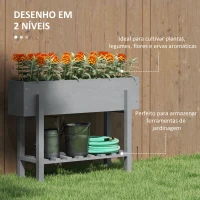 Outsunny Horta Vertical de Madeira Mesa de Cultivo com Prateleira Floreira Elevada para Cultivos de Flores Vegetais 100x30x70,5 cm Cinza(m-4)