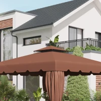 Outsunny Toldo de Substituição para Pérgola 300x300 cm com Duplo Teto e 8 Orifícios de Drenagem Marrom(m-8)