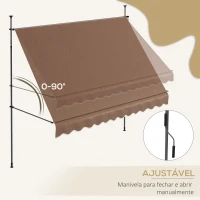 Outsunny Toldo Manual Retrátil com Manivela 300x120x210-300 cm com Altura Ajustável Impermeável para Jardim Varanda Marrom(m-5)