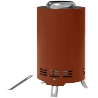 Outsunny Smokeless Fire Pit, 16 x 16 cm Stainless Steel Portable Wood Burning Firepit with Poker, Wood or Pellet Fuelled Tabletop Fire Pit for Garden Camping Bonfire Party, Red(m-11)