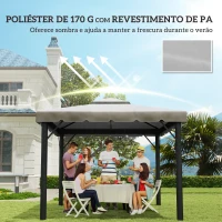 Outsunny Toldo de Substituição para Pérgola 300x300 cm com Duplo Teto e 8 Orifícios de Drenagem Cinza Claro(m-6)
